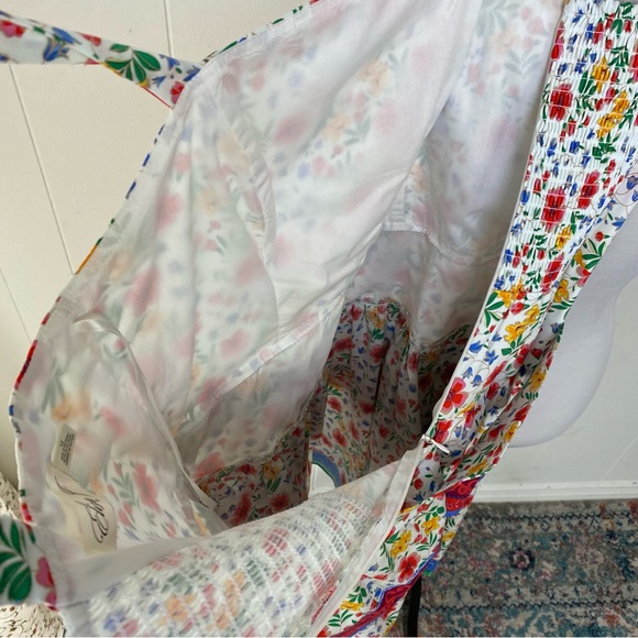 NWT Eliza J Poplin Floral Print Square Neck Sleeveless Bow Tie Ruffle Dress 12 - Picture 14 of 16